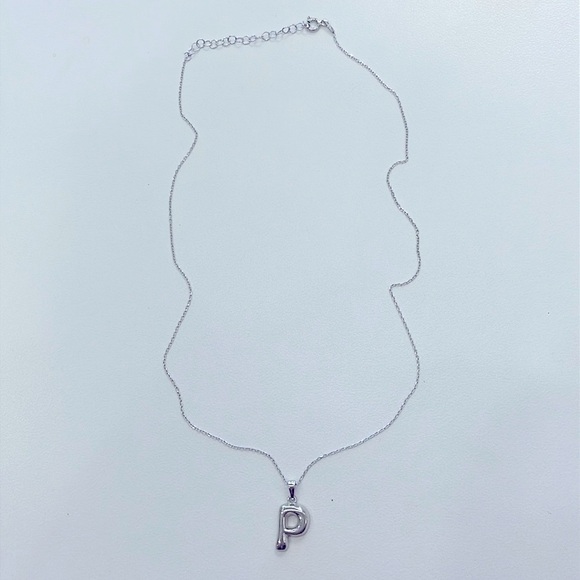 Brand New Sterling Silver 925 3D Bubble Letter Necklace Monogram Balloon "P" - Picture 11 of 15